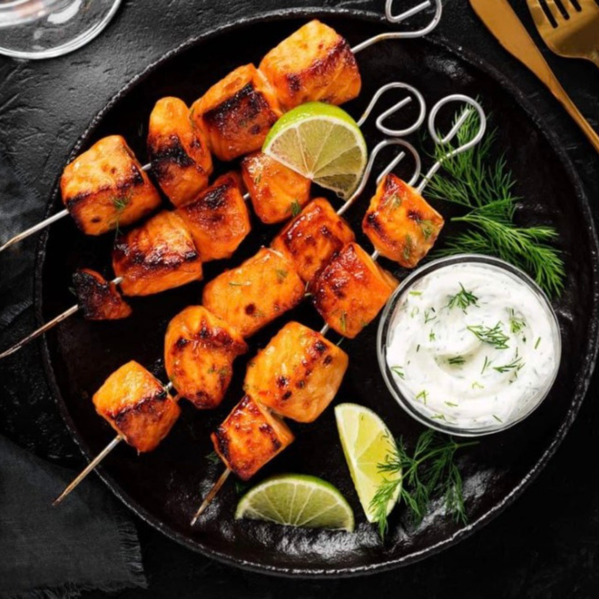 Brochettes de Saumon aux 3 poivres