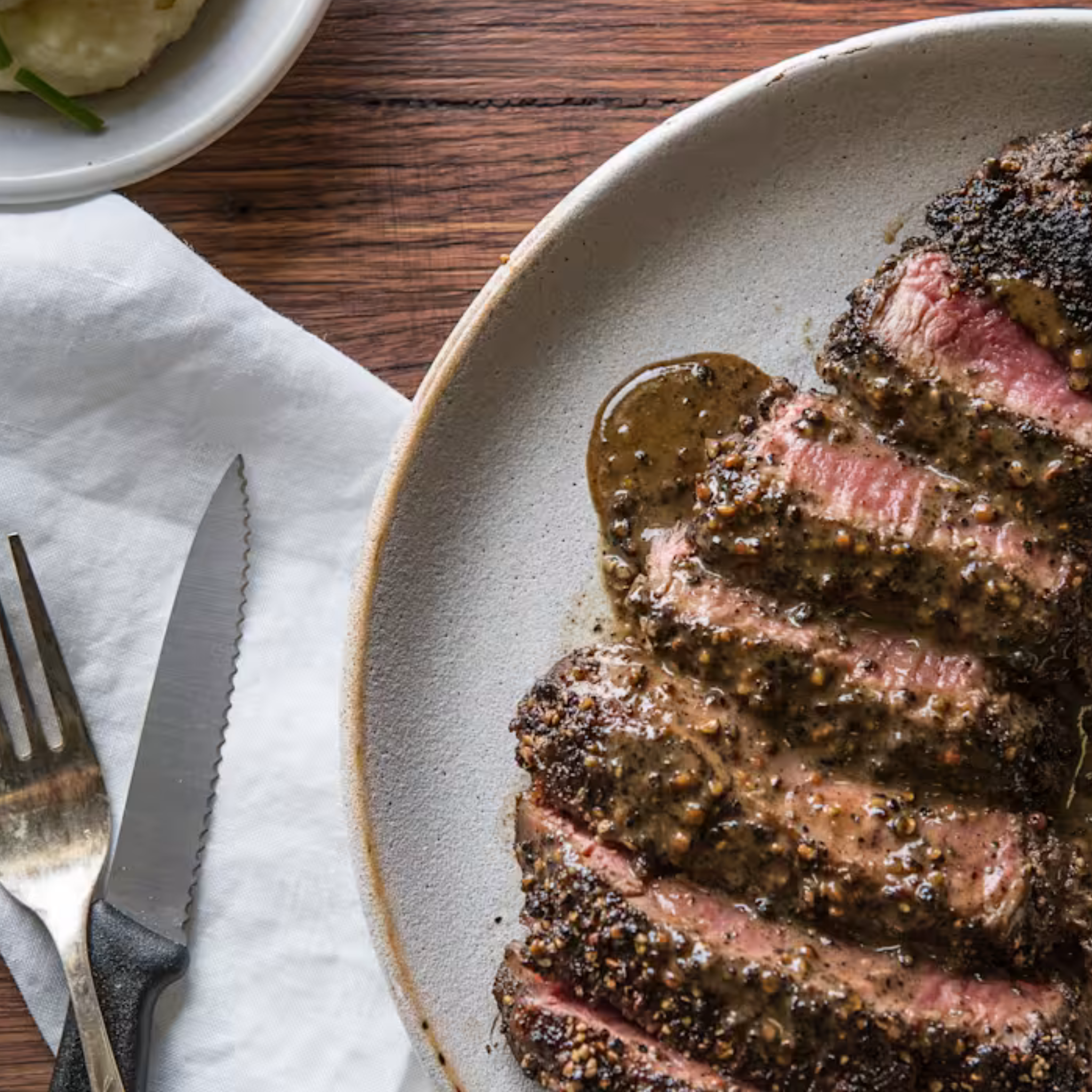 Steak minute mariné aux 3 poivres